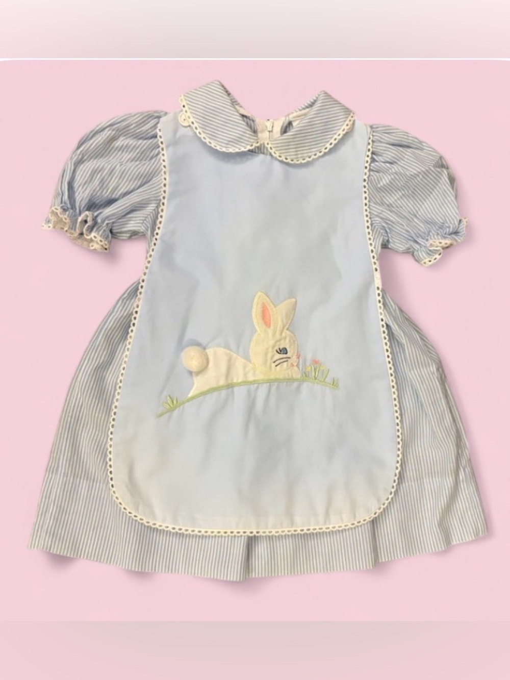 Vintage The Children’s Hour Light Blue Bunny Pinafore Dress Size 3T